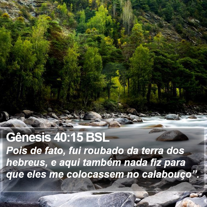 Gênesis 40:15 BSL Bible Study