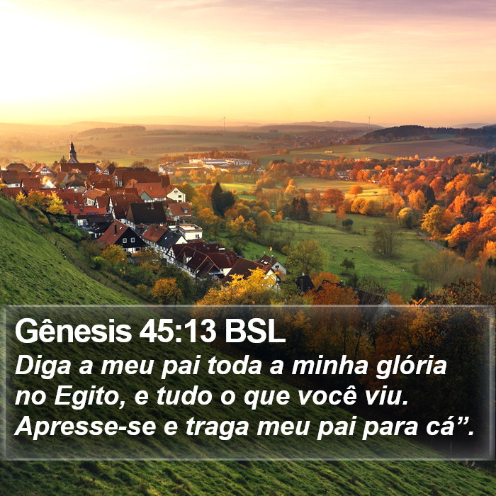 Gênesis 45:13 BSL Bible Study