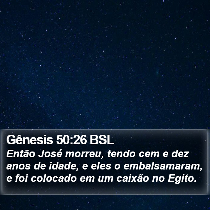 Gênesis 50:26 BSL Bible Study