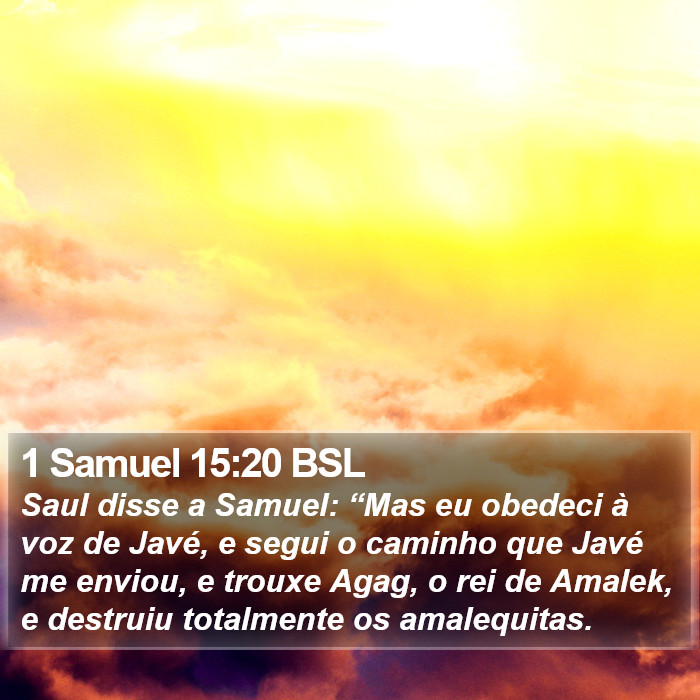 1 Samuel 15:20 BSL Bible Study