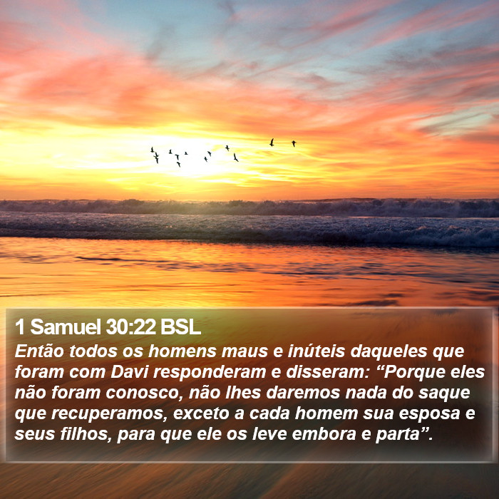 1 Samuel 30:22 BSL Bible Study
