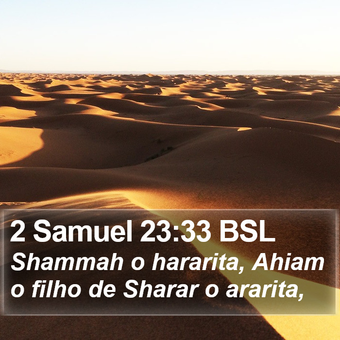 2 Samuel 23:33 BSL Bible Study