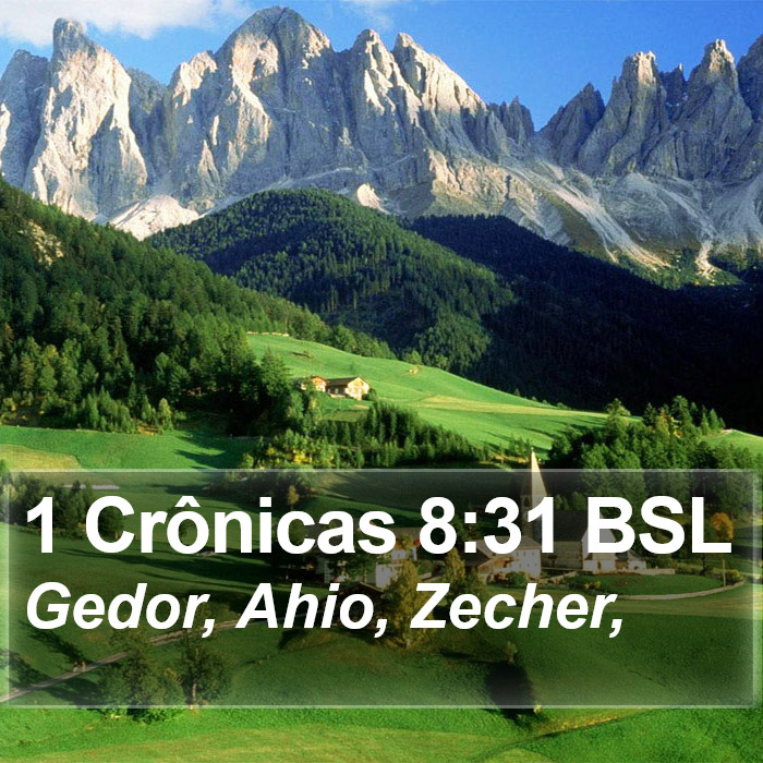 1 Crônicas 8:31 BSL Bible Study