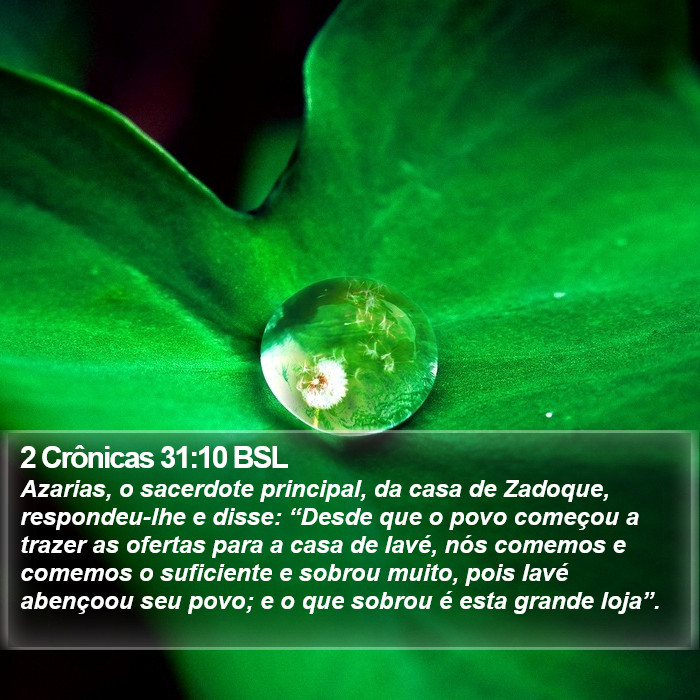 2 Crônicas 31:10 BSL Bible Study