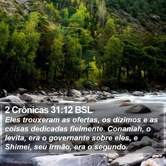 2 Crônicas 31:12 BSL Bible Study