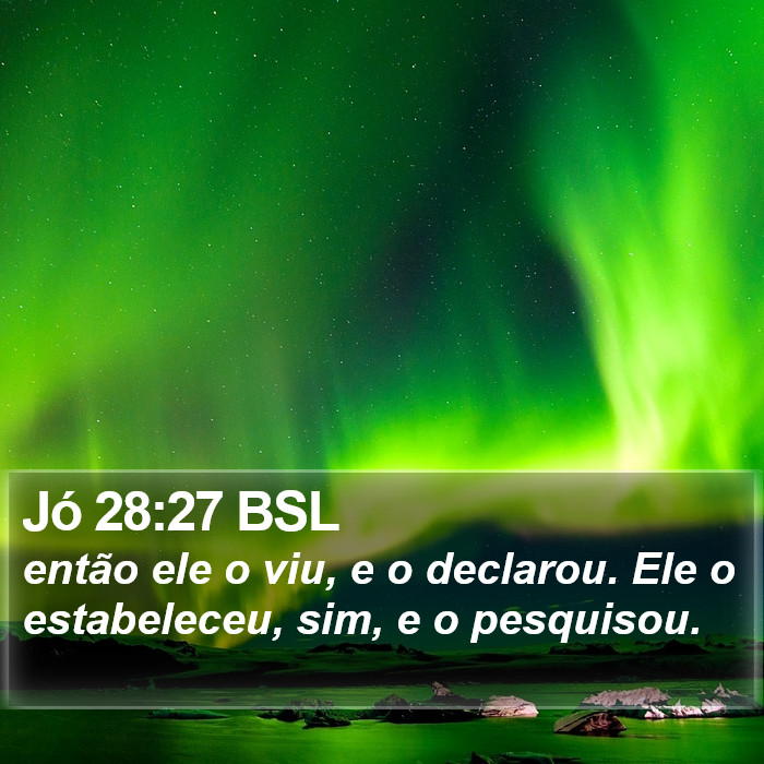 Jó 28:27 BSL Bible Study