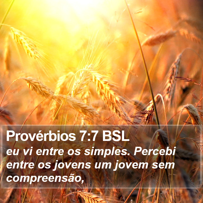 Provérbios 7:7 BSL Bible Study