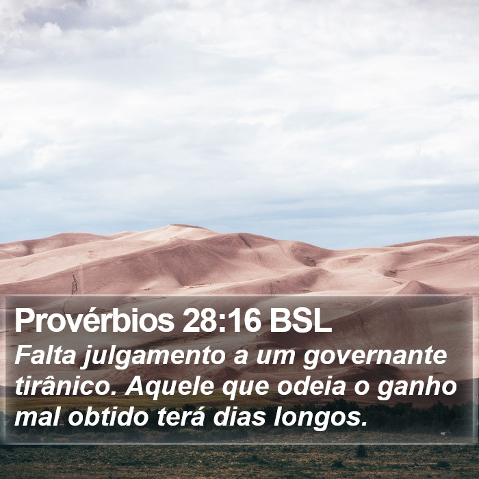 Provérbios 28:16 BSL Bible Study