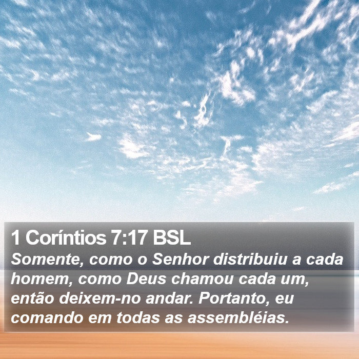 1 Coríntios 7:17 BSL Bible Study