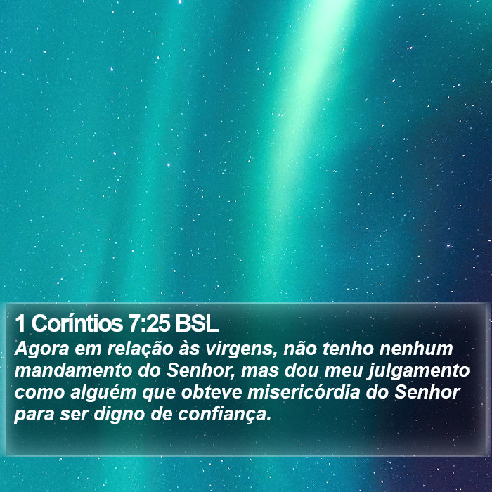 1 Coríntios 7:25 BSL Bible Study