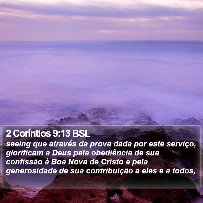 2 Coríntios 9:13 BSL Bible Study